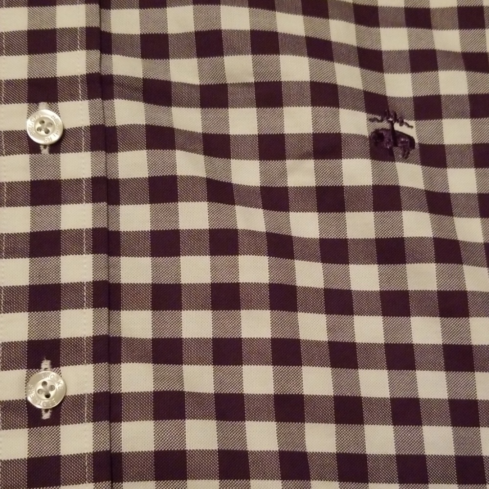 Brooks Brothers Purple White plaid L Slim fit EUC